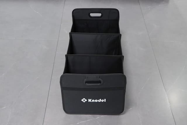 Detalle 2 de K KNODEL Car Trunk Organizer (Foldable) with 3 Compartments, Reinforced Handles, Large Black