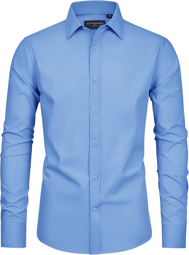 Detalle 2 de Siliteelon Men’s Stain Shield No Iron Dress Shirts (Stain-Repellent, Stretch, Regular Fit)