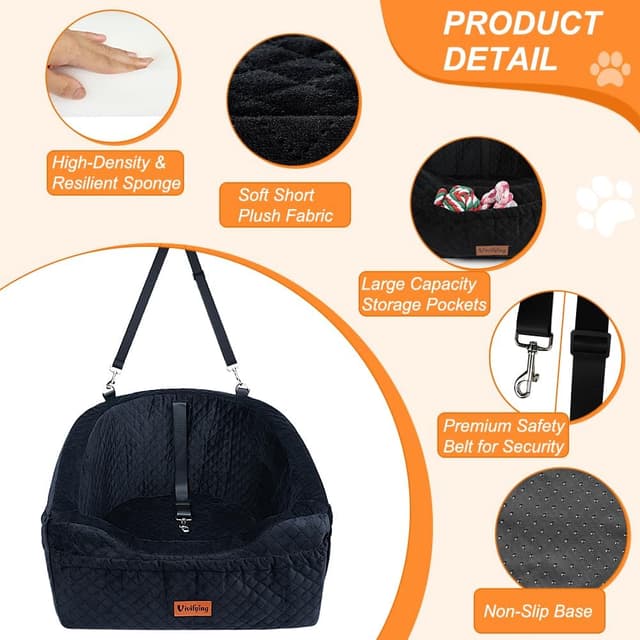 Detalle de Vivifying Hundeautositz 48×45×35 cm für kleine Hunde