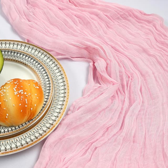 Detalle de 6-Pack 10FT Pink Cheesecloth Table Runner (23 x 120 inches) for Spring Events, Weddings, and Parties