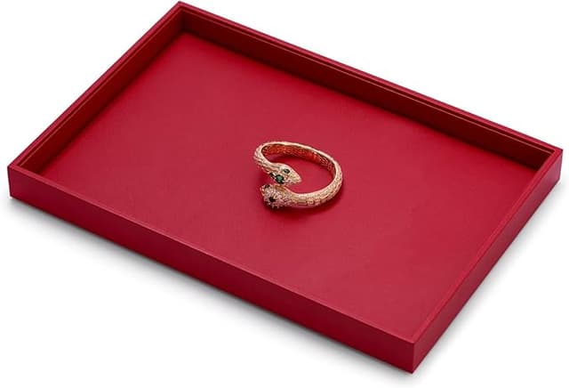 Imagen de Papten Bandeja Apilable de Cuero para Joyas, Rojo Vino en OfertitasTOP