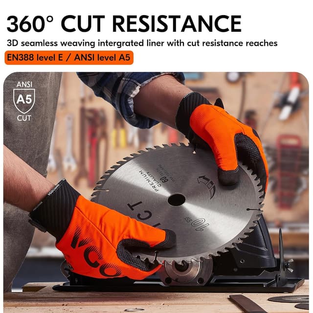 Detalle de Vgo... Guanti da lavoro antitaglio con touchscreen, palmo in pelle (1 paio) CA9794IPA5