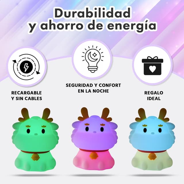 Thumbnail 3 de AMHÖ Luz Nocturna Infantil 16 Colores 🌙 - Lámpara Quitamiedos