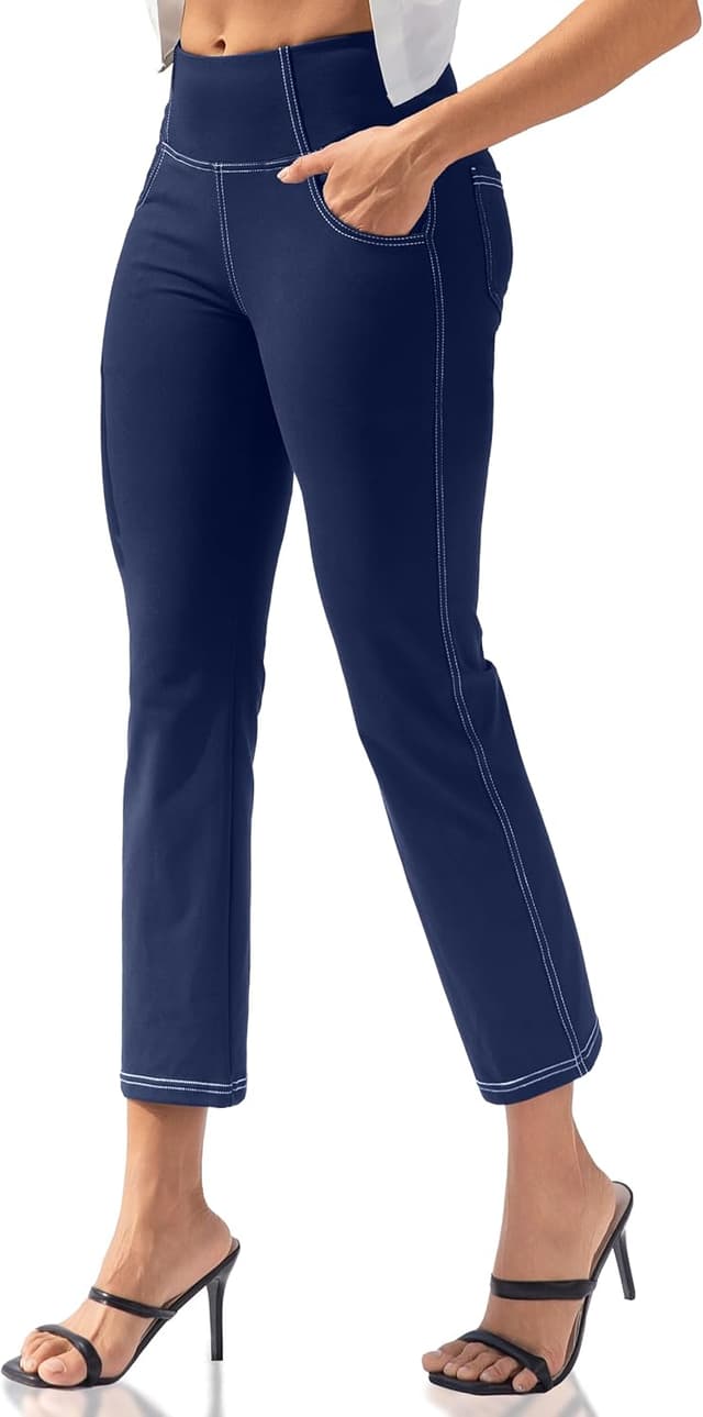 Thumbnail 6 de VOOVEEYA Women’s Straight-Leg Leggings with Pockets (High Waisted Tummy Control, Bootcut Yoga Pants)