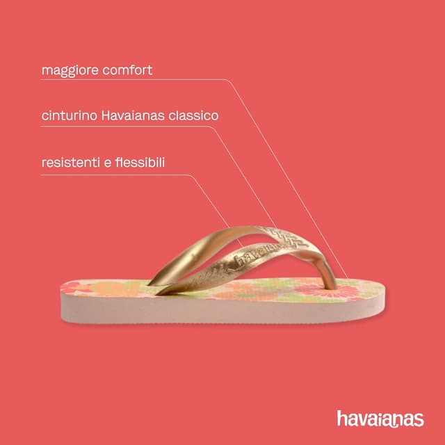 Detalle de Havaianas Kids Flores infradito per bambine con suola antiscivolo