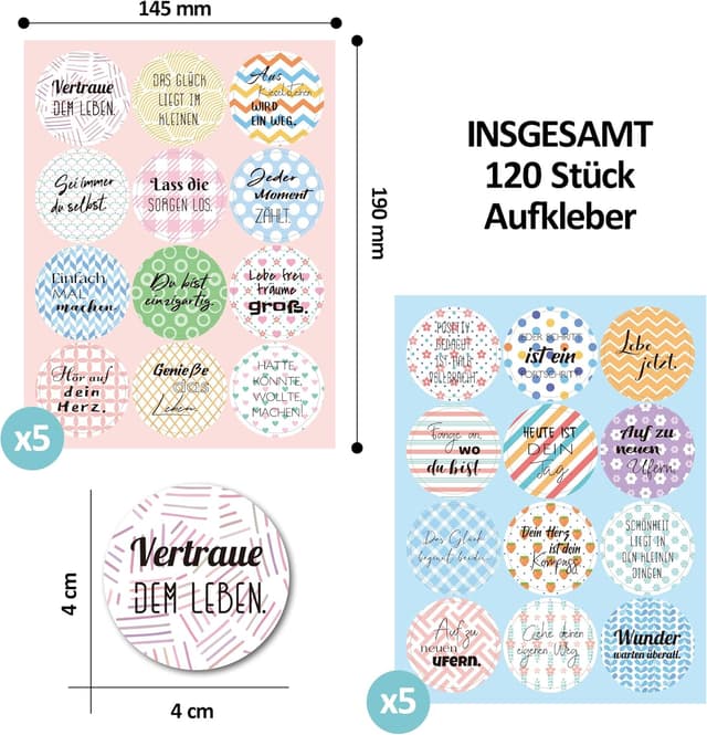 Thumbnail 1 de BIROYAL Sprüche Aufkleber 120 Stk 🎨