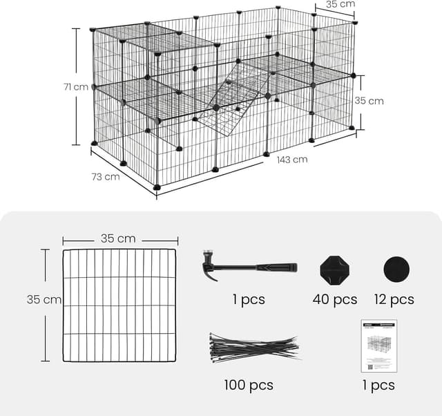 Thumbnail 6 de SONGMICS LPI02H enclos modulable 143×73×71 cm 🐾
