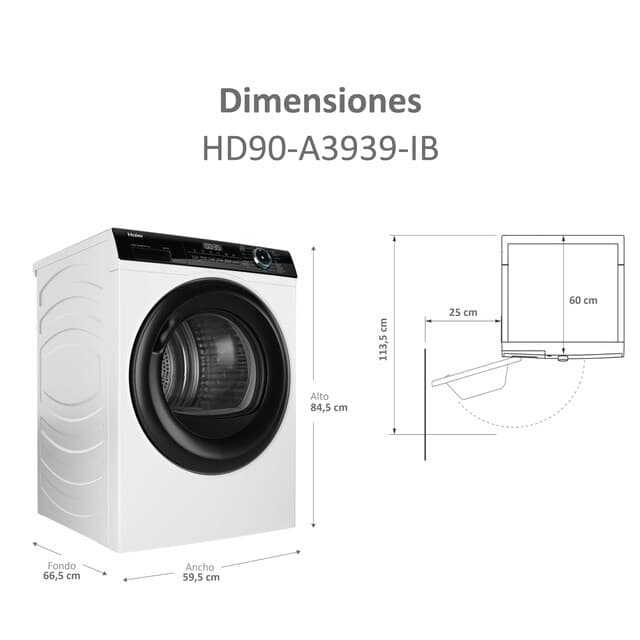 Detalle 2 de Secadora Haier I-Pro Series 3 9 kg con bomba de calor