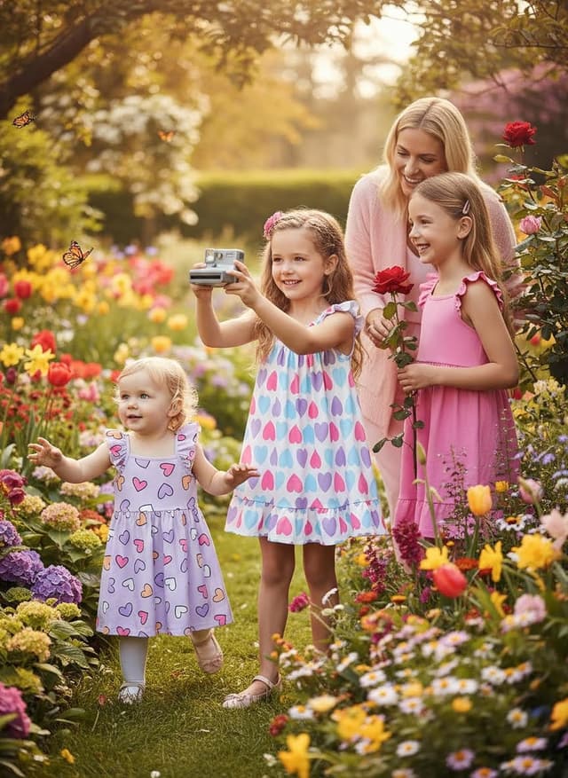 Detalle de PATPAT Multipack Girl Toddler Dresses (Heart Prints, Flamingo Stripes, Sleeveless)