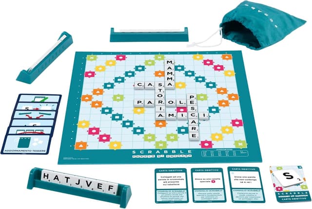 Detalle de Mattel Games Scrabble – Il gioco da tavolo delle parole (nuova versione) con doppio tabellone e Parole di Squadra HXW03
