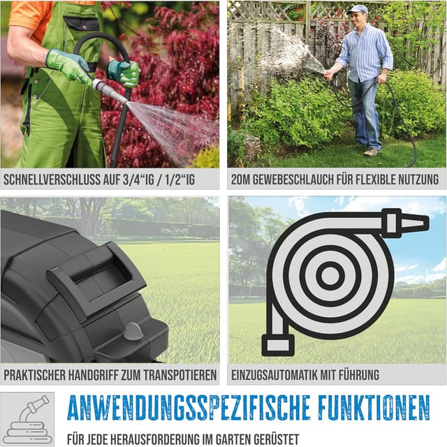 Detalle de Güde Automatik-Schlauchtrommel 20-2-2 1/2 für die Wandmontage (180° schwenkbar, 20 m Schlauch)