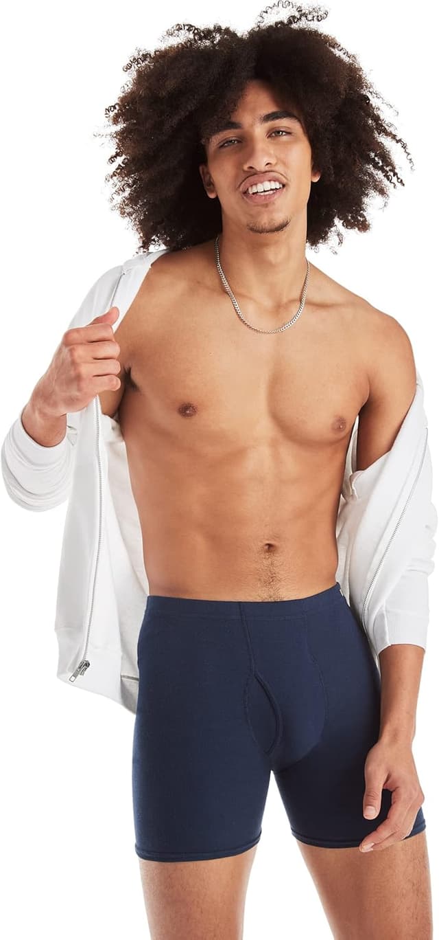 Detalle de Hanes Men’s Moisture-Wicking Cotton Boxer Briefs (ComfortSoft Waist) 2-Pack