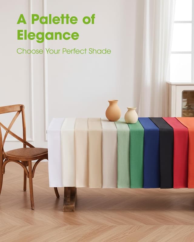 Detalle de Pureegg Rectangle Linen Tablecloth (Waterproof & Stain Resistant, Wrinkle-Free) — Sage Green, 52 x 70 Inch