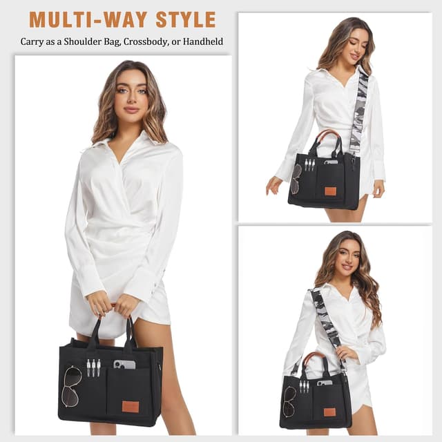 Detalle de Captain Blues canvas tote bag for women with multi-pocket compartments (36 × 14 × 27cm)