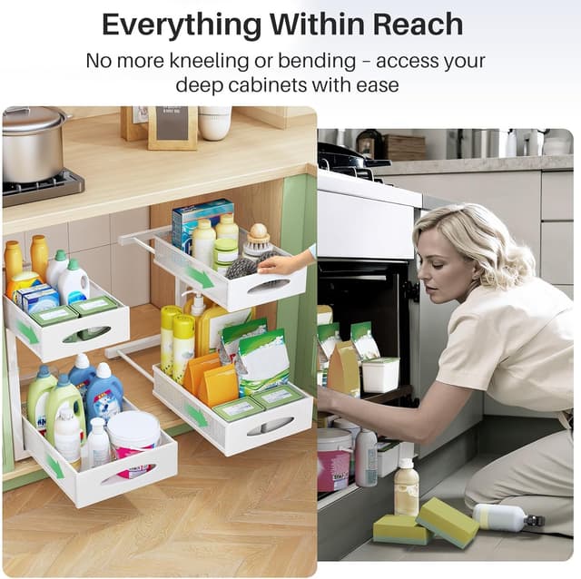 Thumbnail 6 de Under Sink Organizer 2-Tier Pull-Out Shelves