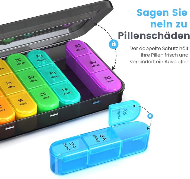 Thumbnail 4 de Daviky Tablettenbox 7 Tage 3 Fächer 20,3×12,8×3,5 cm