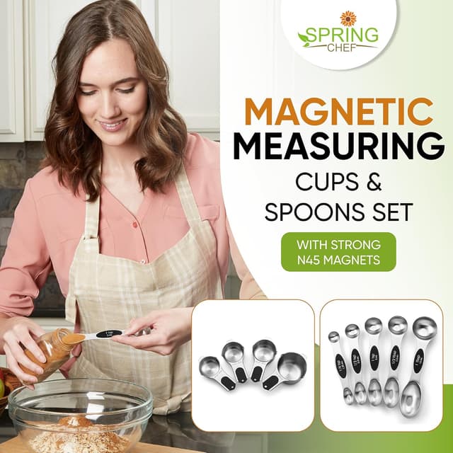 Thumbnail 1 de Spring Chef Magnetic Measuring Cups & Spoons Set of 9 🥄