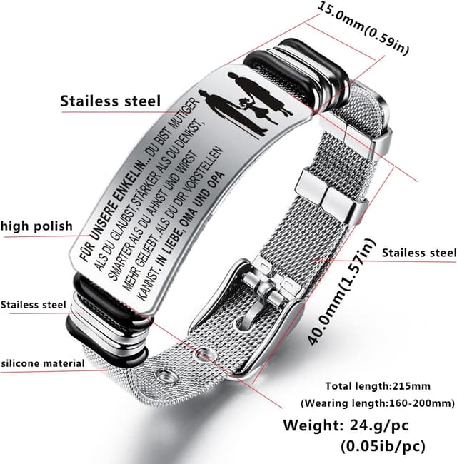 Detalle de YOTHIWAD personalisiertes Armband für Enkelin/Enkel mit Gravur aus 316L-Edelstahl