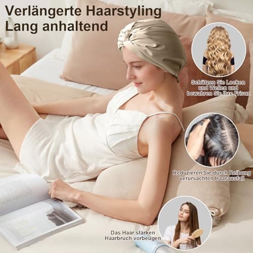 Detalle 2 de NEUJUS Seidenhaube zum Schlafen fĂŒr lange Haare đ