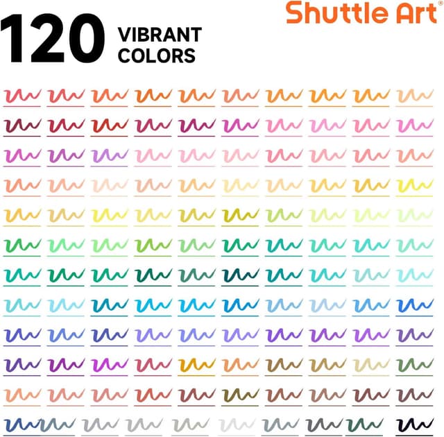Detalle de Shuttle Art Dual Tip Brush Pens Set (120 colours) with colouring book