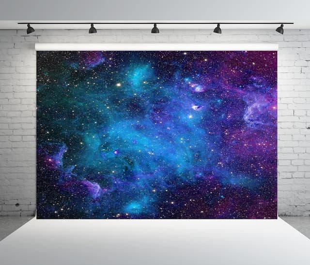 Detalle de BELECO Cosmic Galaxy Fabric Backdrop Wall Décor (10 x 8ft) for space-themed photo & event setups