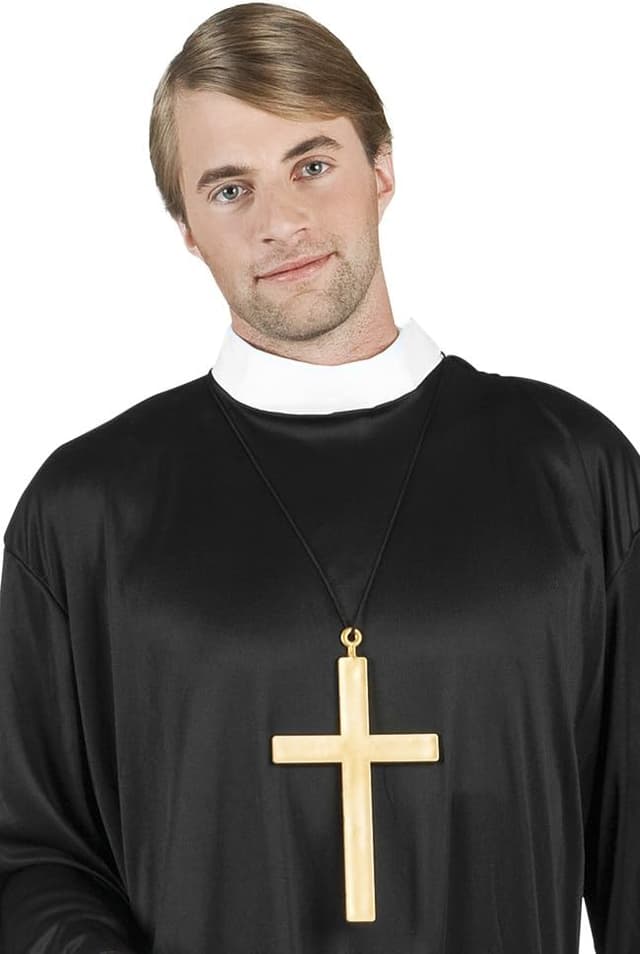 Detalle 2 de com-four® Modeschmuck: Halskette mit Kreuz für Priester-, Pfarrer-, Bischof- oder Nonnenkostüm