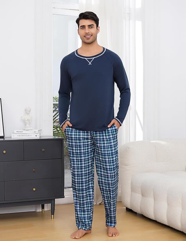 Detalle 2 de Litherday Pijama Hombre Invierno Algodón 2 Piezas