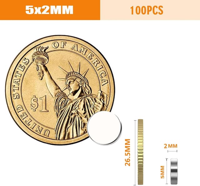Detalle de Wukong Round Strong Magnets 5mm × 2mm, 100 pack 🧲