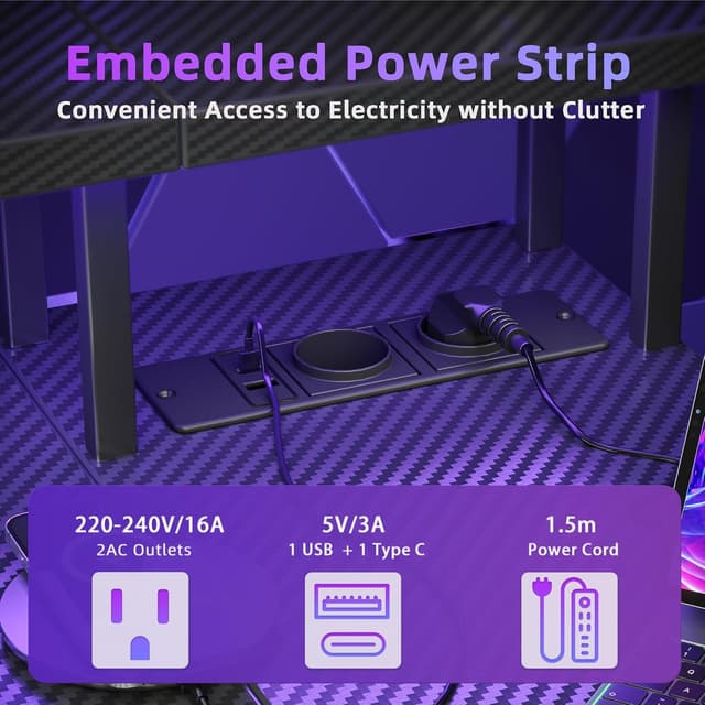 Detalle 2 de BEXEVUE Scrivania angolo gaming LED 120x70