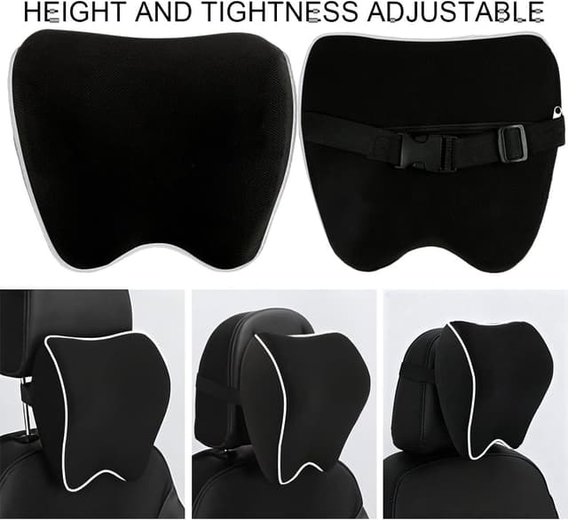 Thumbnail 6 de Alaoo Cuscino Poggiatesta Auto con Memory Foam, rimovibile e traspirante (nero con finiture bianche) – 1 pezzo