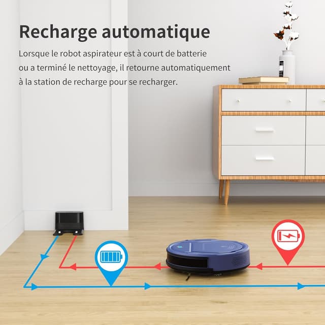 Thumbnail 6 de OKP Robot aspirateur K2 – 2100 Pa, autonomie 120 minutes, design ultra-fin, WiFi/App/Alexa
