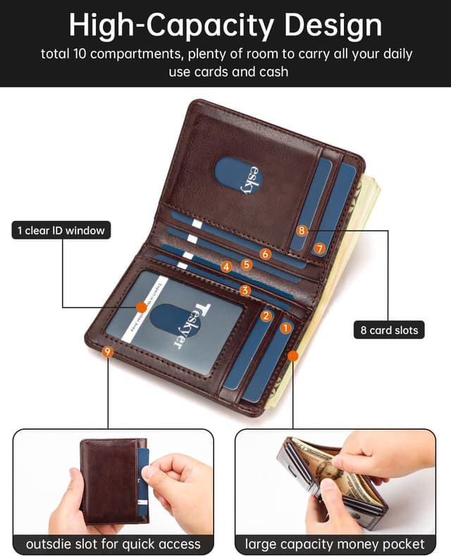 Detalle 2 de Teskyer Leather Bifold Wallet 8.6 x 11 cm