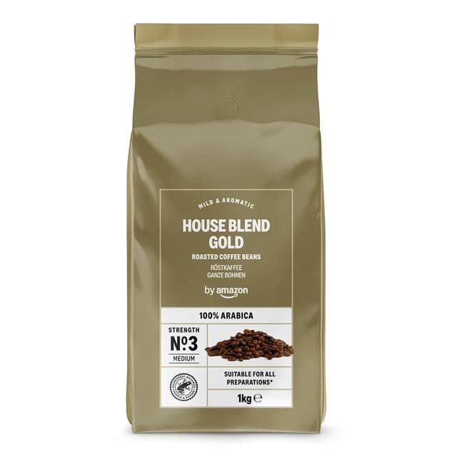 Detalle de by Amazon House Blend Gold Kaffee-Bohnen (100% Arabica), Röststärke 3, medium, 1 kg