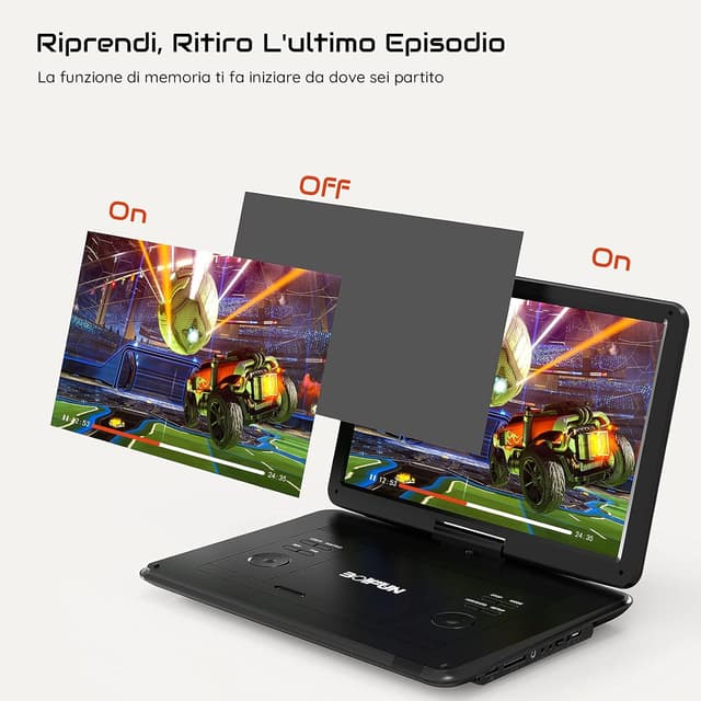 Thumbnail 3 de Lettore DVD Portatile 16" HD con batteria 📀