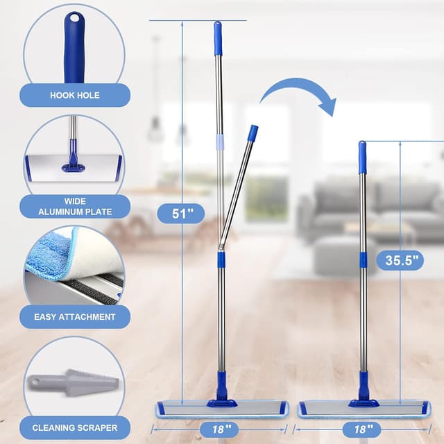 Thumbnail 2 de 18" Professional Microfiber Mop 4-Pack Pads 🧹