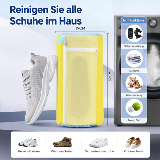 Detalle 2 de Teletrogy Schuhwaschbeutel (2er-Set) mit 3D-Netz und verstellbaren Schuhspannern, bis Max EU46