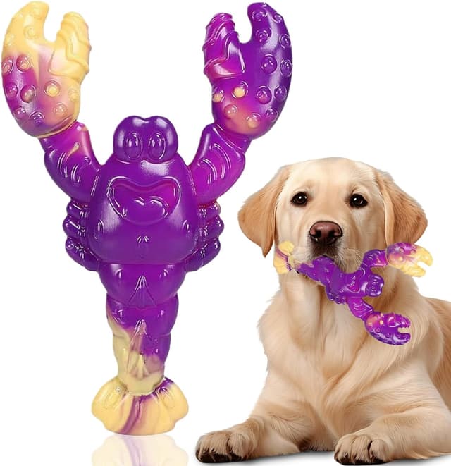 Detalle de Upgwmwap indestructible dog toys for aggressive chewers (Lobster) – heavy-duty nylon chew-proof toy for medium & large dogs