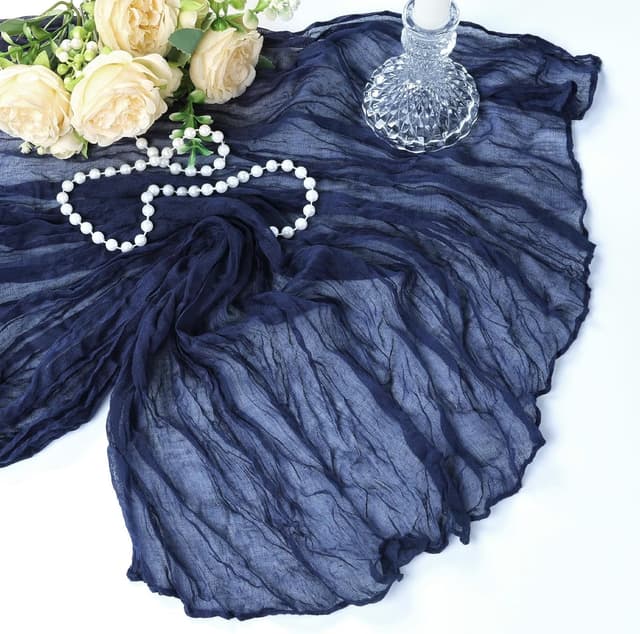 Thumbnail 6 de 6-Pack Navy Blue Cheesecloth Table Runner (10Ft, 35x120 Inches) for Boho Party & Wedding Decor