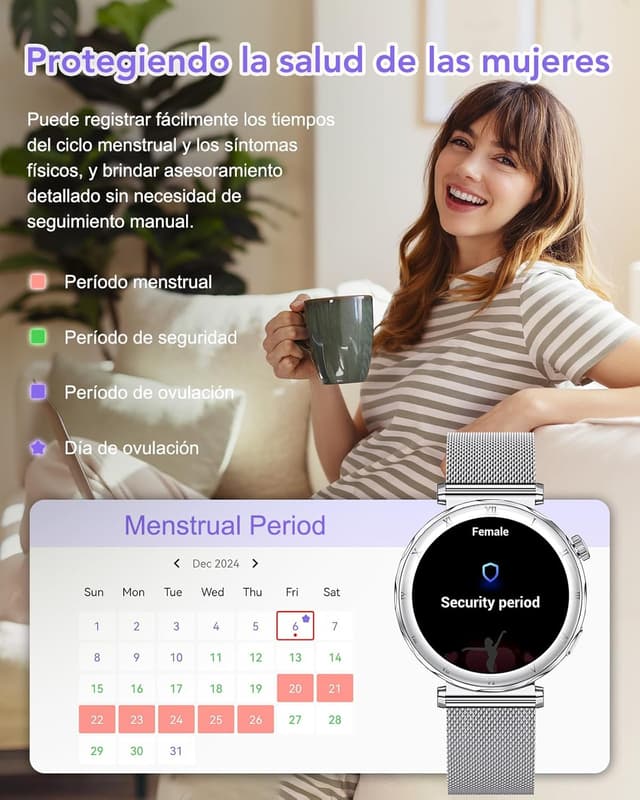 Detalle 2 de CIVO Reloj Inteligente Mujer con Bluetooth y Podómetro