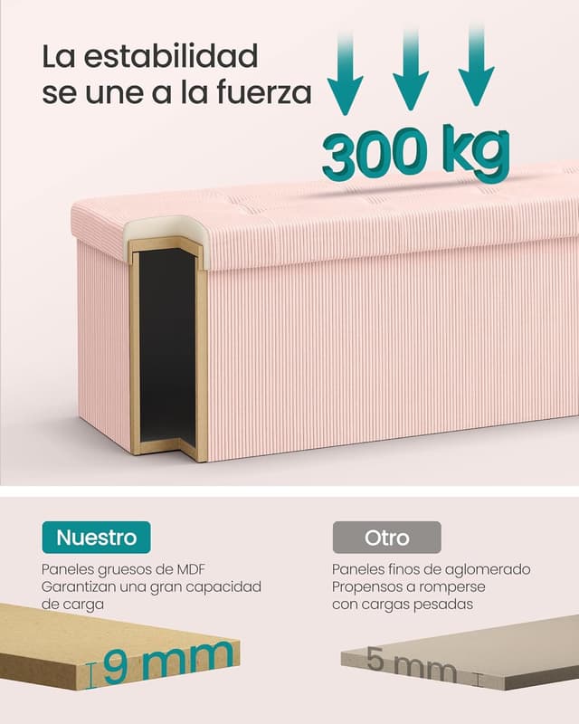 Thumbnail 4 de SONGMICS LSF604R01 Puff de Almacenaje Plegable Rosa