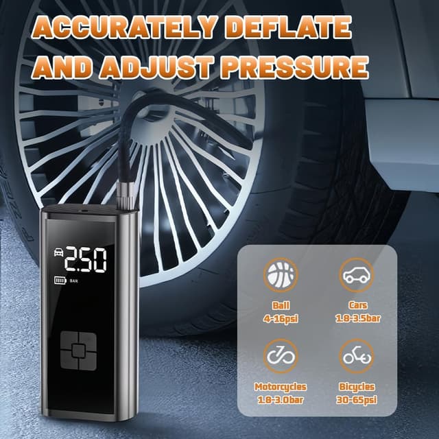 Detalle 2 de flintronic Compressore Aria Portatile Auto Senza Fili 12 V USB-C fino a 150 psi