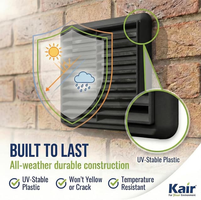 Detalle 1 de Kair louvred wall vent grille 100mm