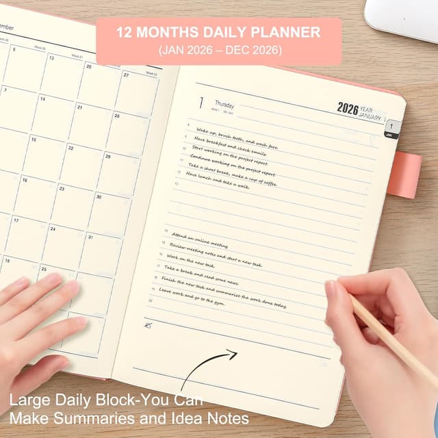 Detalle 2 de Agenda académica 2026 A5 página por día