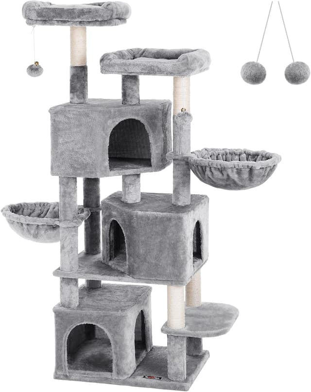 Detalle de FEANDREA Árbol Grande para Gatos 164 cm Gris Claro