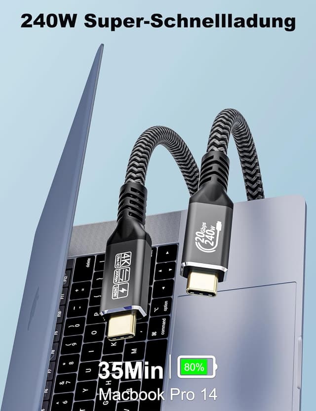 Thumbnail 1 de CAKOBLE Cavo USB Type‑C 3 m 240W 20 Gbps per laptop e smartphone