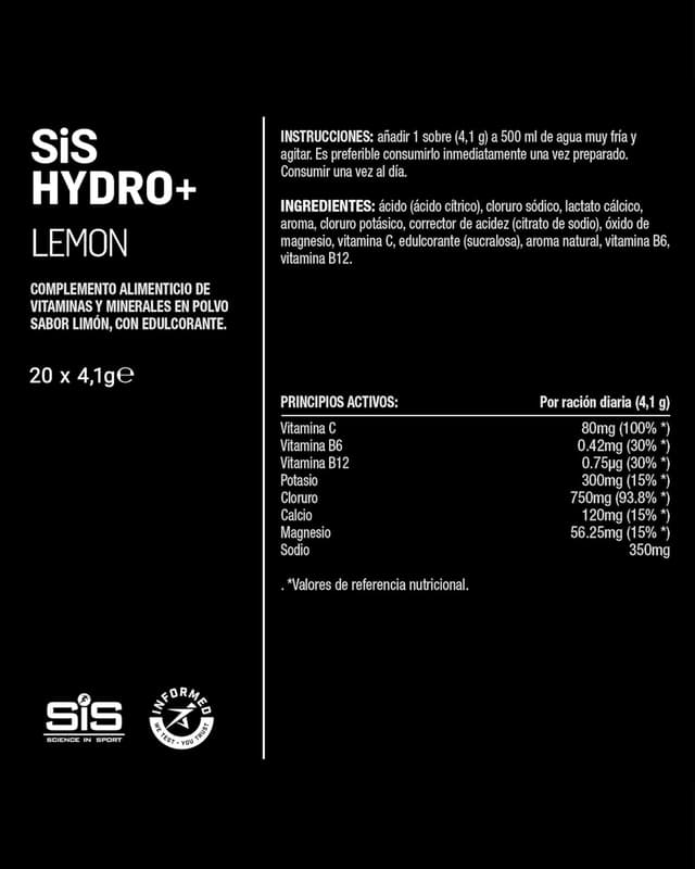 Thumbnail 4 de Science in Sport HYDRO+ Limón 🥤 Electrolitos en polvo veganos