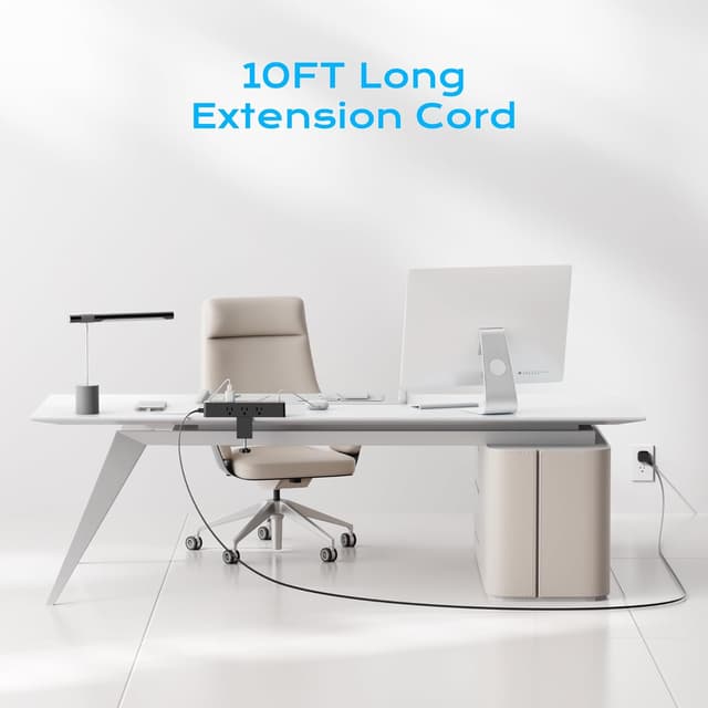 Thumbnail 5 de Flat Plug Desk Clamp Power Strip 10FT 🔌