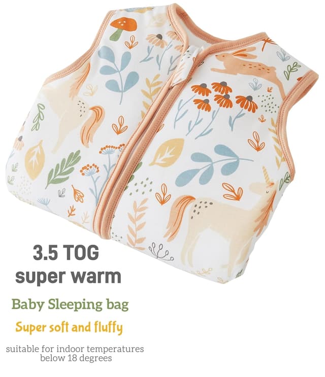 Detalle de Chilsuessy Baby Schlafsack mit Füßen 3,5 Tog aus Soft-Baumwolle (Einhorn Rosa), 90 cm für 95–105 cm Körpergröße