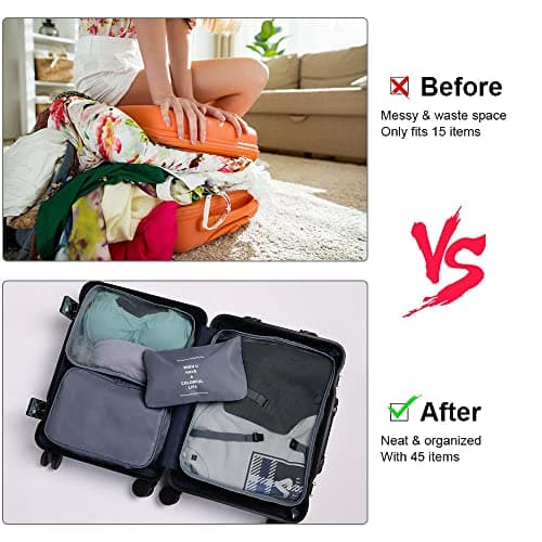 Detalle de OSDUE organizadores para maletas 8 en 1 (gris) con hebilla y neceser impermeable para viaje