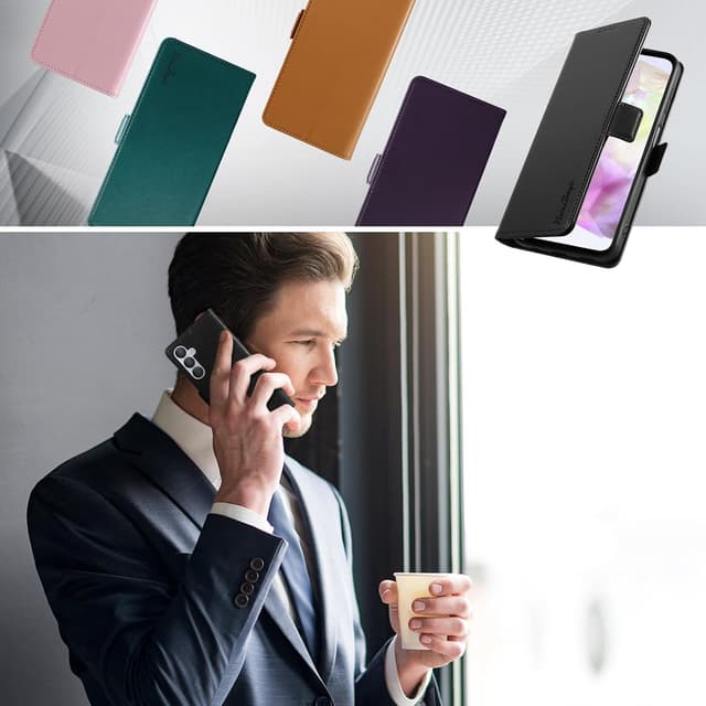 Detalle de Yunubeyii Hülle für Samsung Galaxy A35 5G mit RFID-Blocker, Kartenfächern und Klapp-Ständer